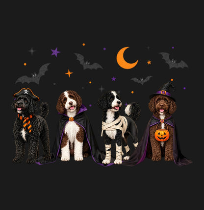 Portuguese Water Dog Halloween Lineup - Adult Unisex T-Shirt
