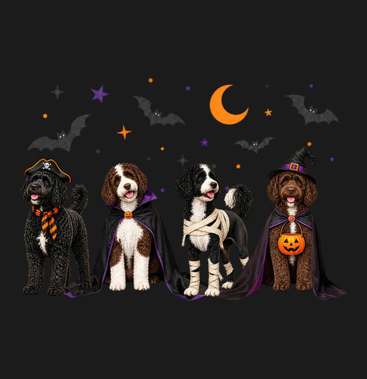 Portuguese Water Dog Halloween Lineup - Adult Unisex T-Shirt