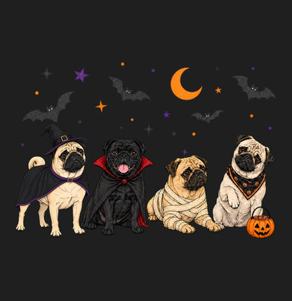 Pug Halloween Lineup - Adult Tri-Blend T-Shirt