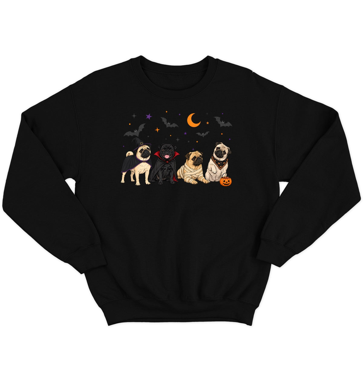 Pug Halloween Lineup - Adult Unisex Crewneck Sweatshirt