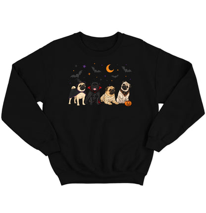 Pug Halloween Lineup - Adult Unisex Crewneck Sweatshirt