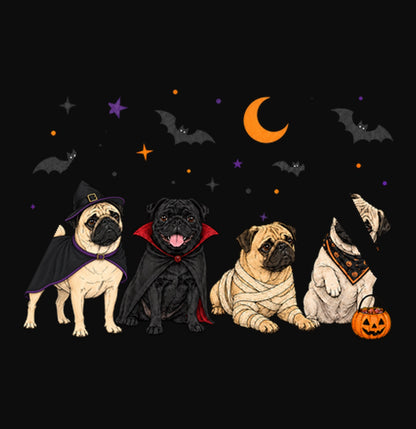 Pug Halloween Lineup - Adult Unisex Hoodie