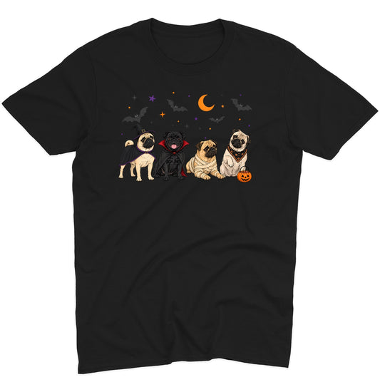 Pug Halloween Lineup - Adult Unisex T-Shirt