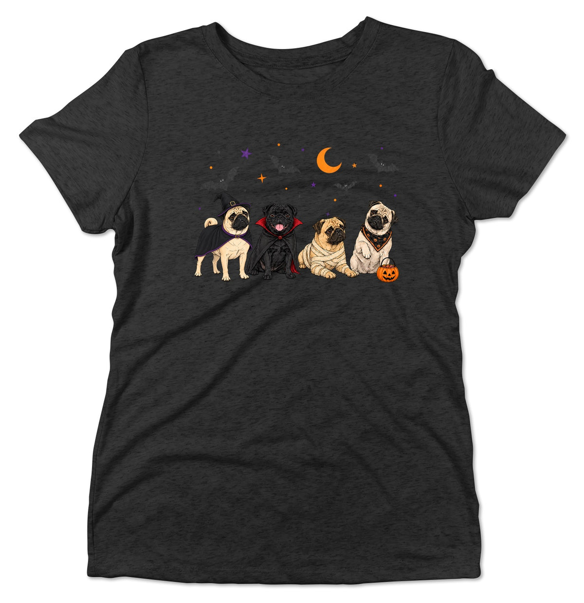 Pug Halloween Lineup - Women's Tri-Blend T-Shirt