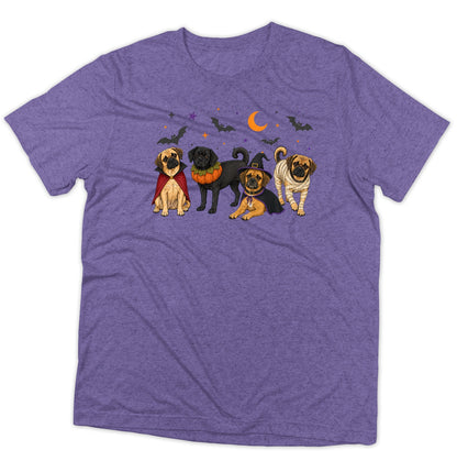 Puggle Halloween Lineup - Adult Tri-Blend T-Shirt