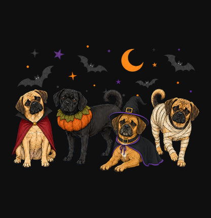 Puggle Halloween Lineup - Adult Unisex Crewneck Sweatshirt