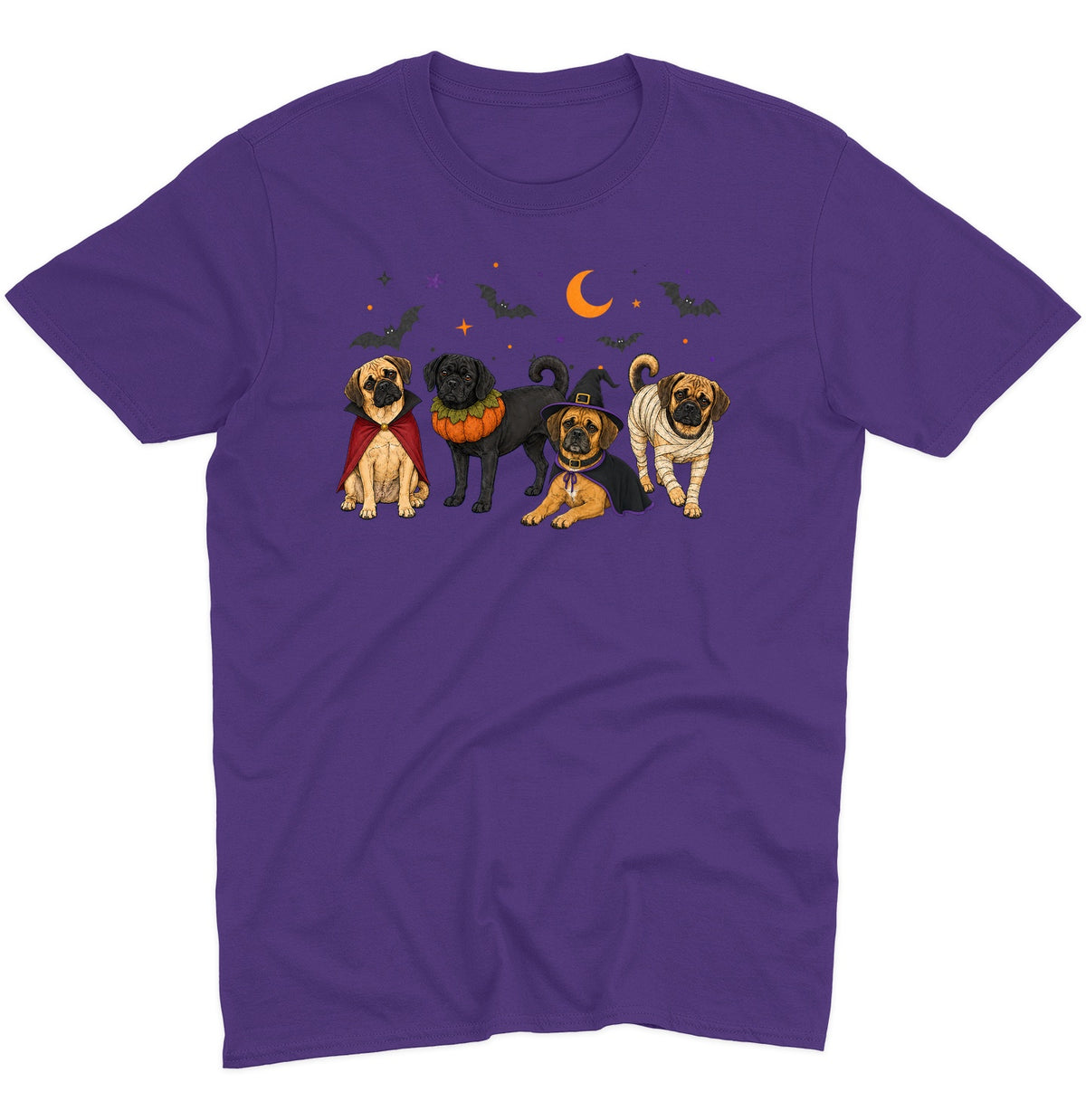 Puggle Halloween Lineup - Adult Unisex T-Shirt