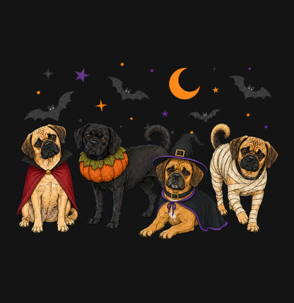 Puggle Halloween Lineup - Kids Unisex T-Shirt