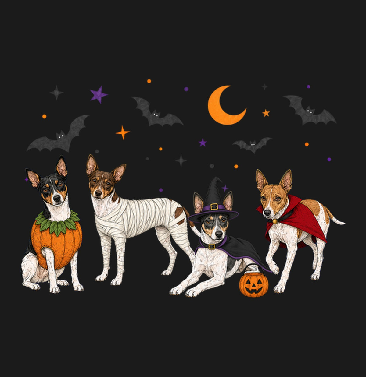 Rat Terrier Halloween Lineup - Adult Unisex T-Shirt