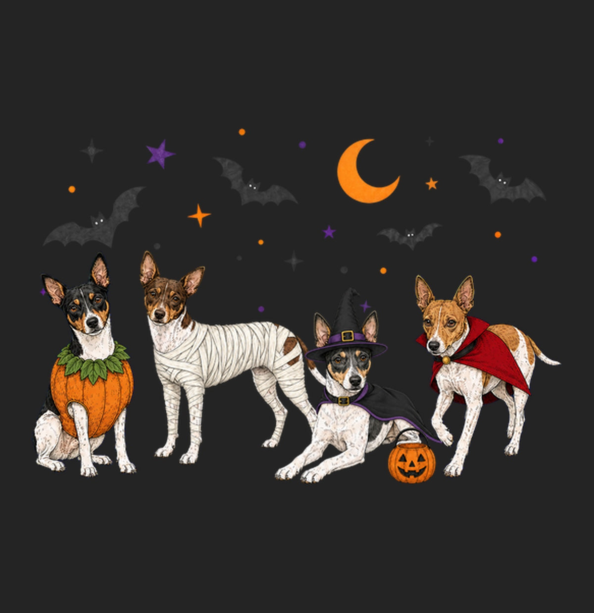 Rat Terrier Halloween Lineup - Women's Tri-Blend T-Shirt