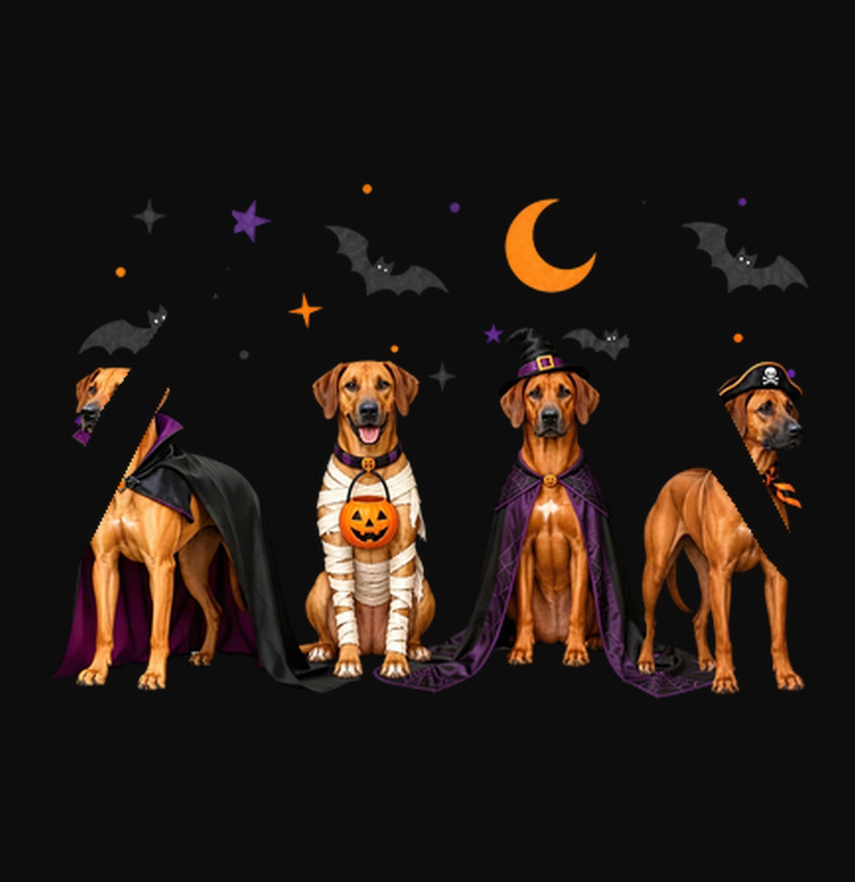 Rhodesian Ridgeback Halloween Lineup - Adult Unisex Hoodie