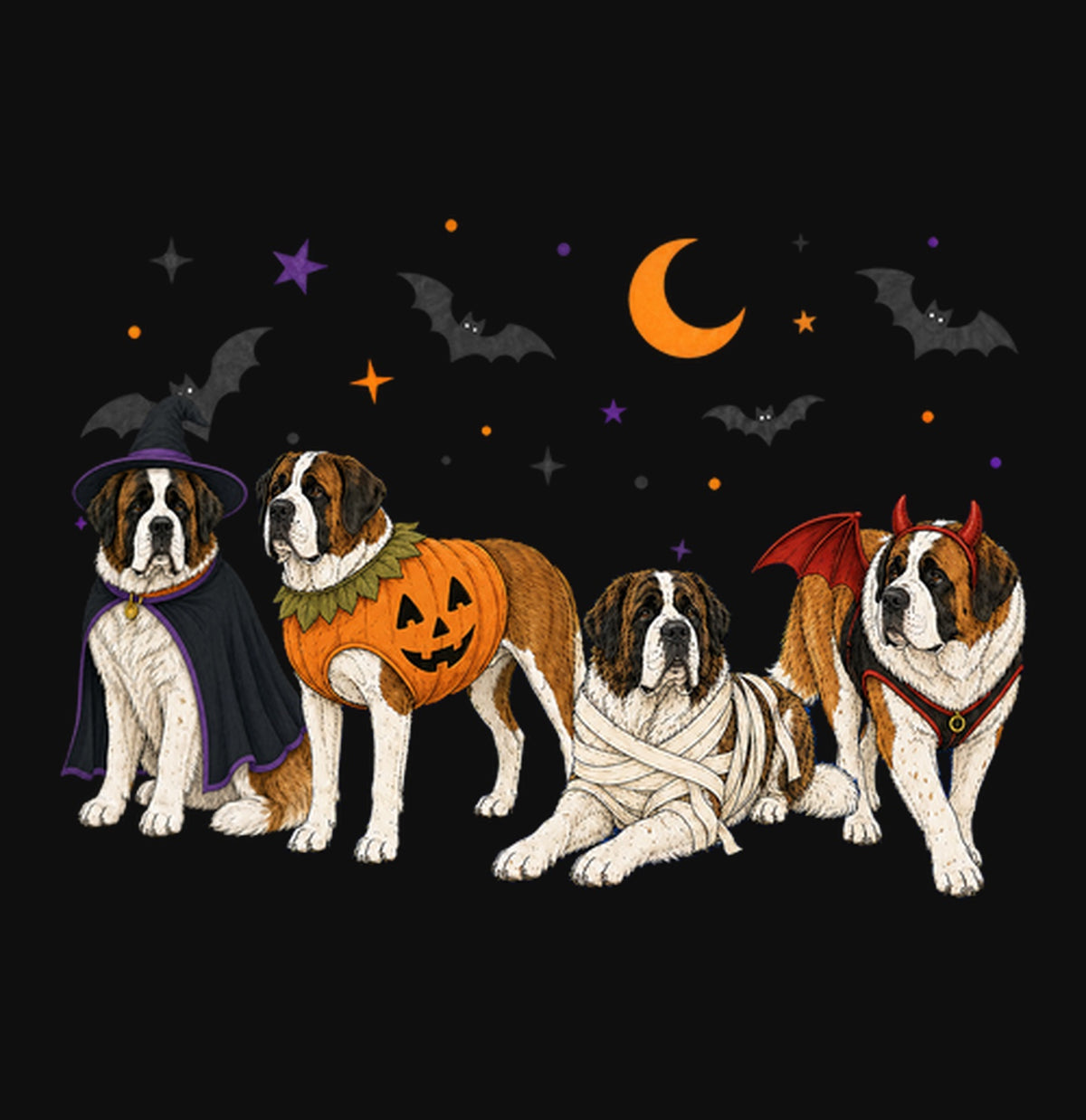 Saint Bernard Halloween Lineup - Adult Unisex Crewneck Sweatshirt