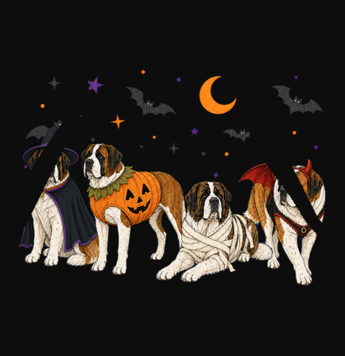 Saint Bernard Halloween Lineup - Adult Unisex Hoodie