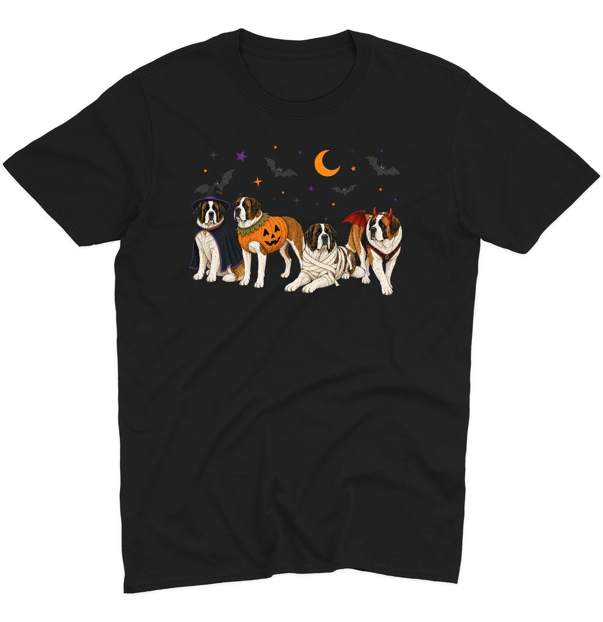 Saint Bernard Halloween Lineup - Adult Unisex T-Shirt