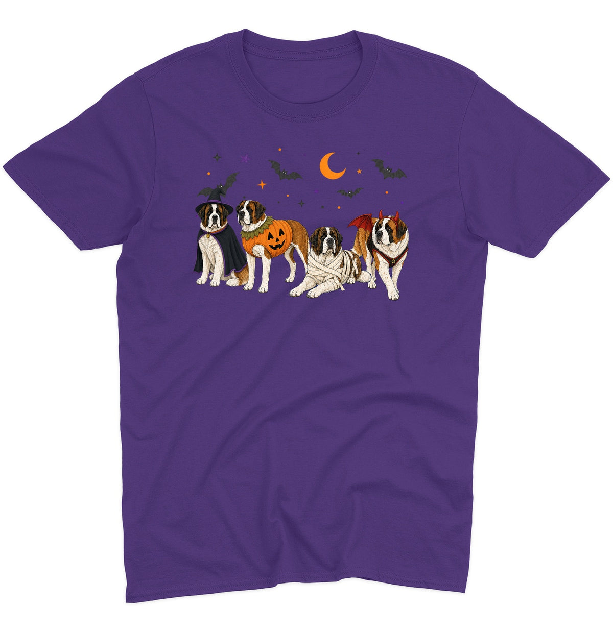 Saint Bernard Halloween Lineup - Adult Unisex T-Shirt