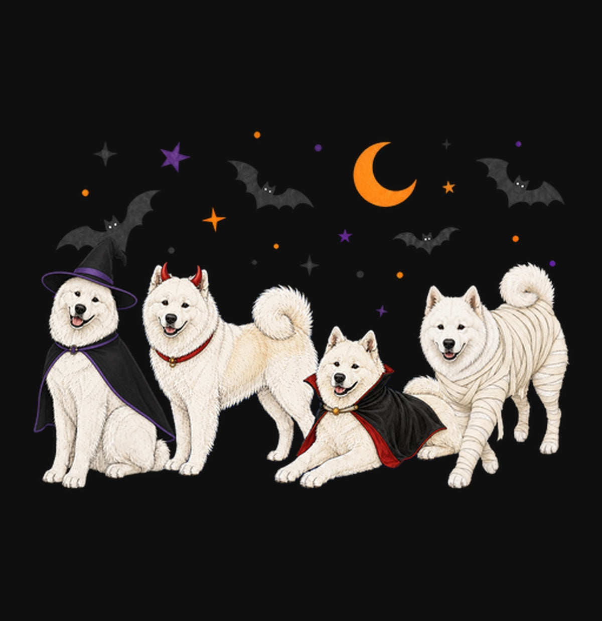 Samoyed Halloween Lineup - Adult Unisex Crewneck Sweatshirt