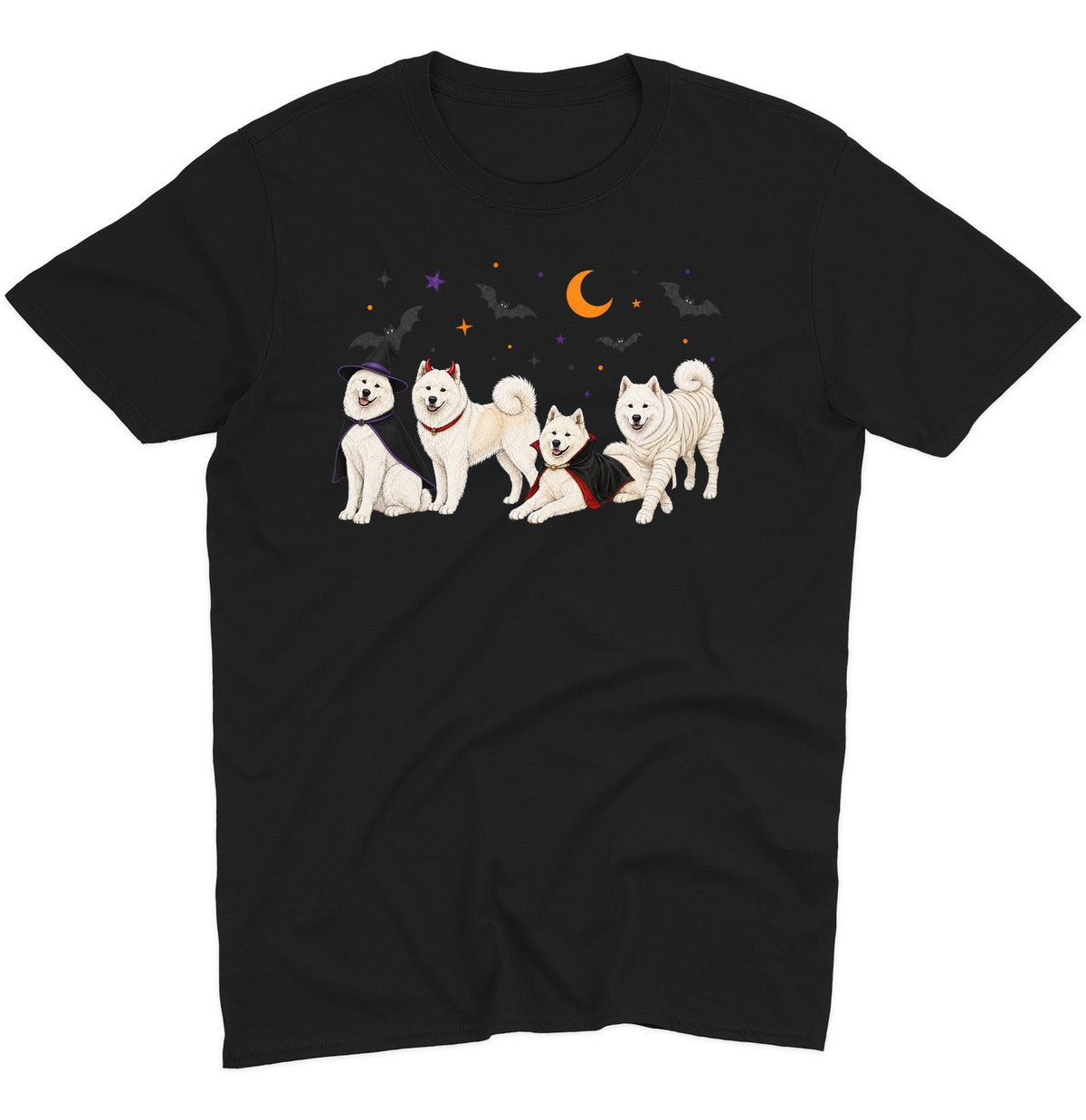 Samoyed Halloween Lineup - Adult Unisex T-Shirt