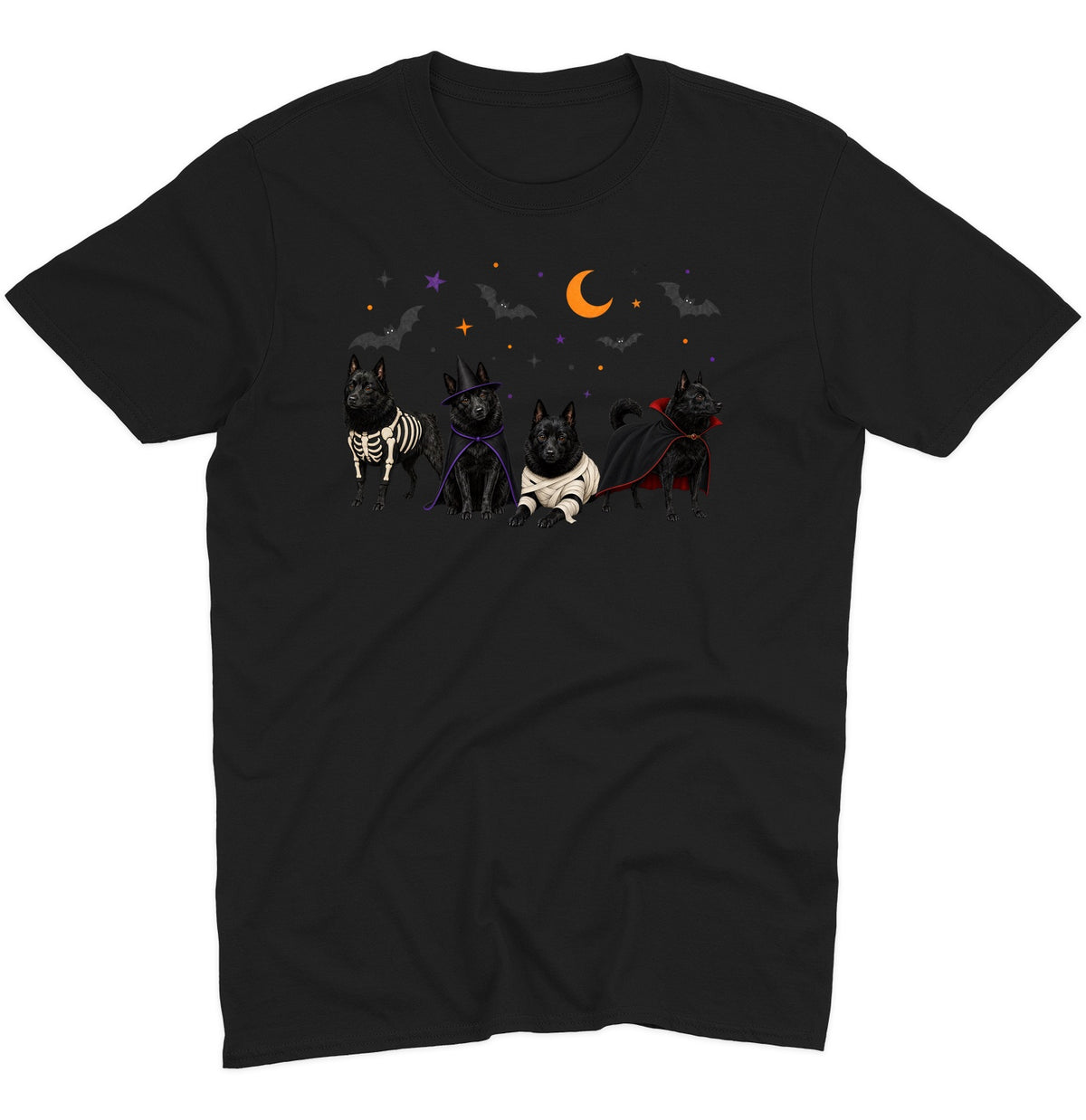 Schipperke Halloween Lineup - Adult Unisex T-Shirt
