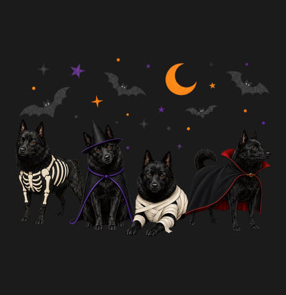 Schipperke Halloween Lineup - Adult Unisex T-Shirt