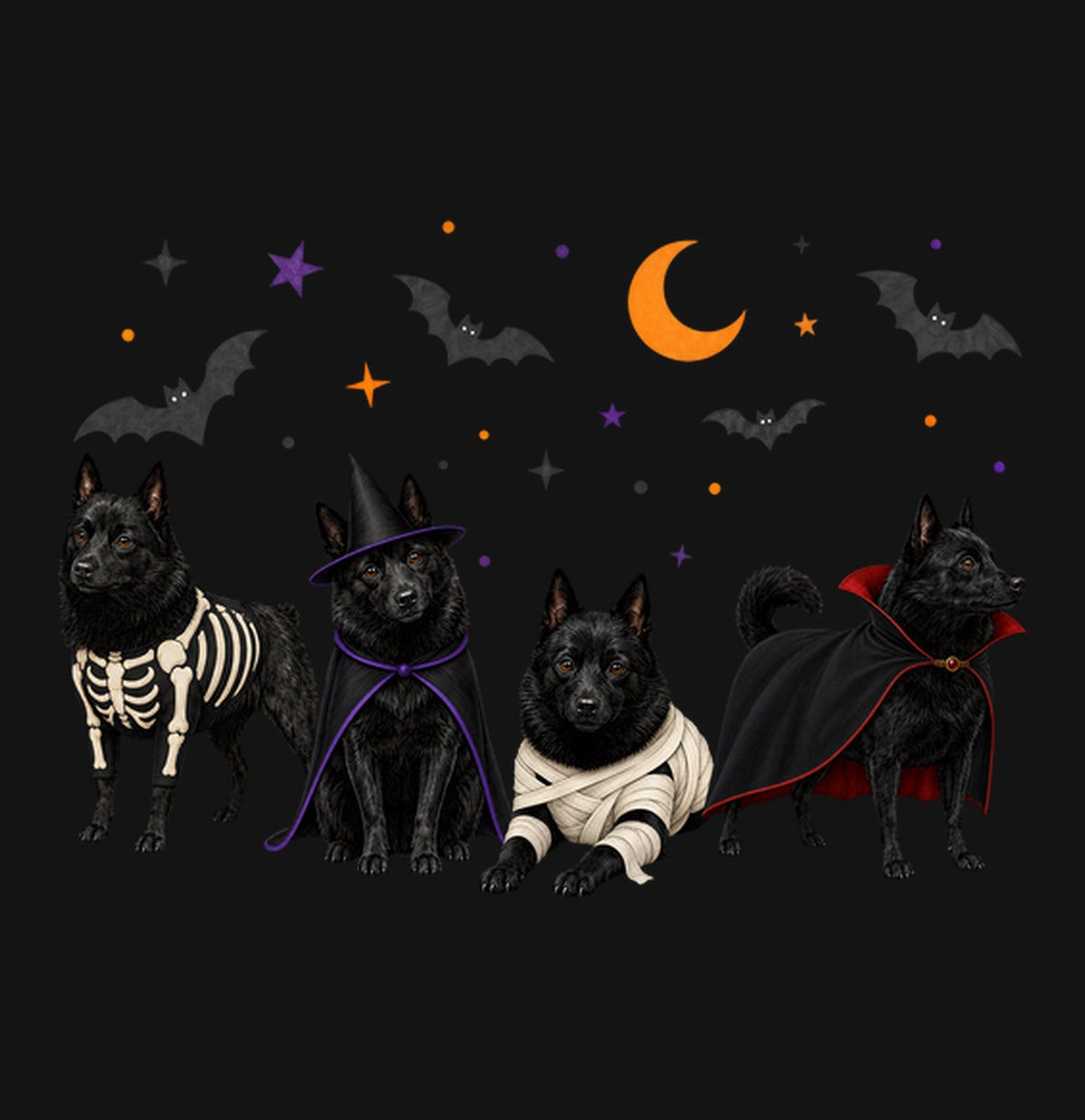 Schipperke Halloween Lineup - Kids Unisex T-Shirt