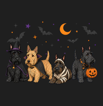 Scottish Terrier Halloween Lineup - Adult Tri-Blend T-Shirt