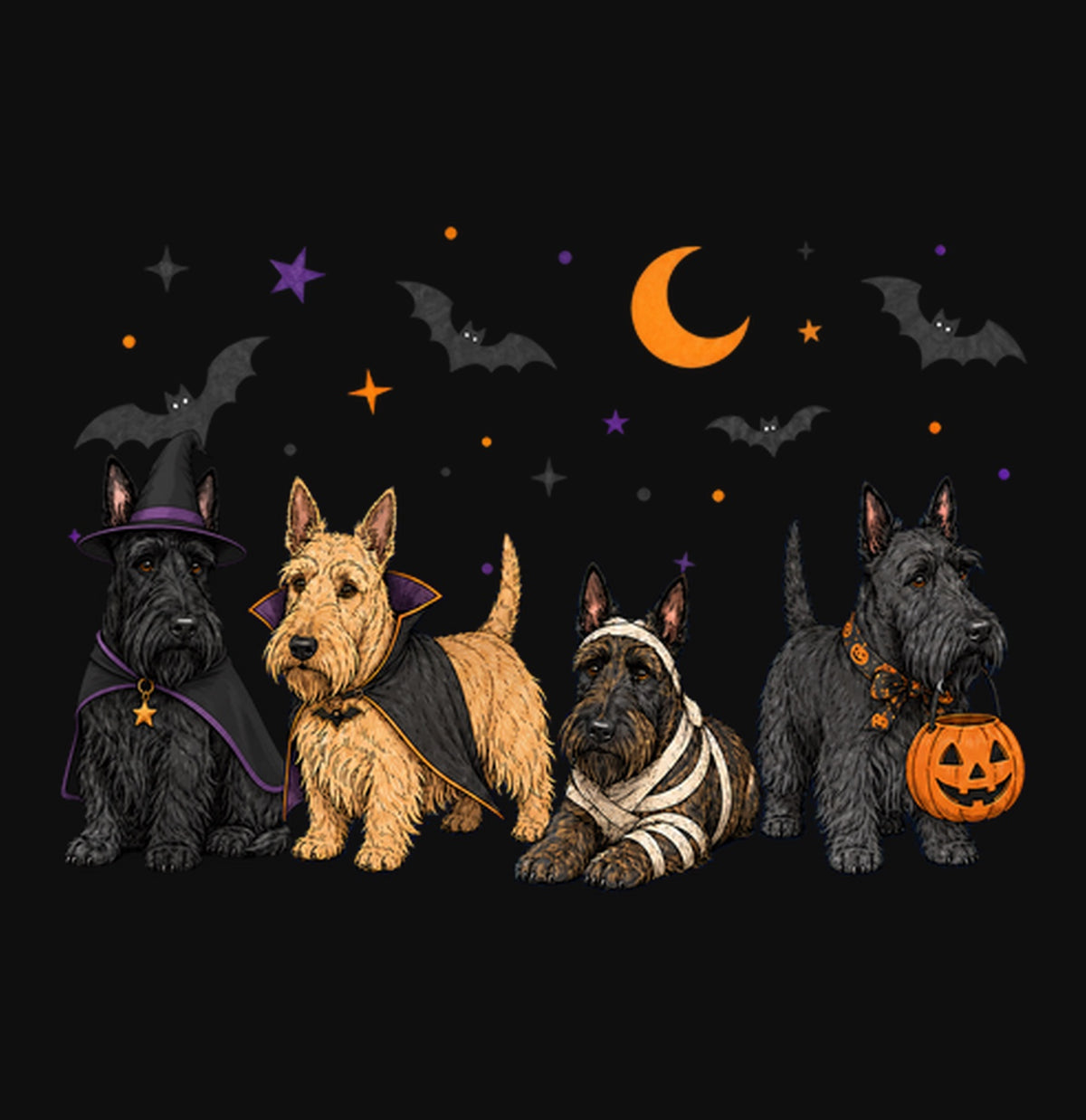 Scottish Terrier Halloween Lineup - Adult Unisex Crewneck Sweatshirt