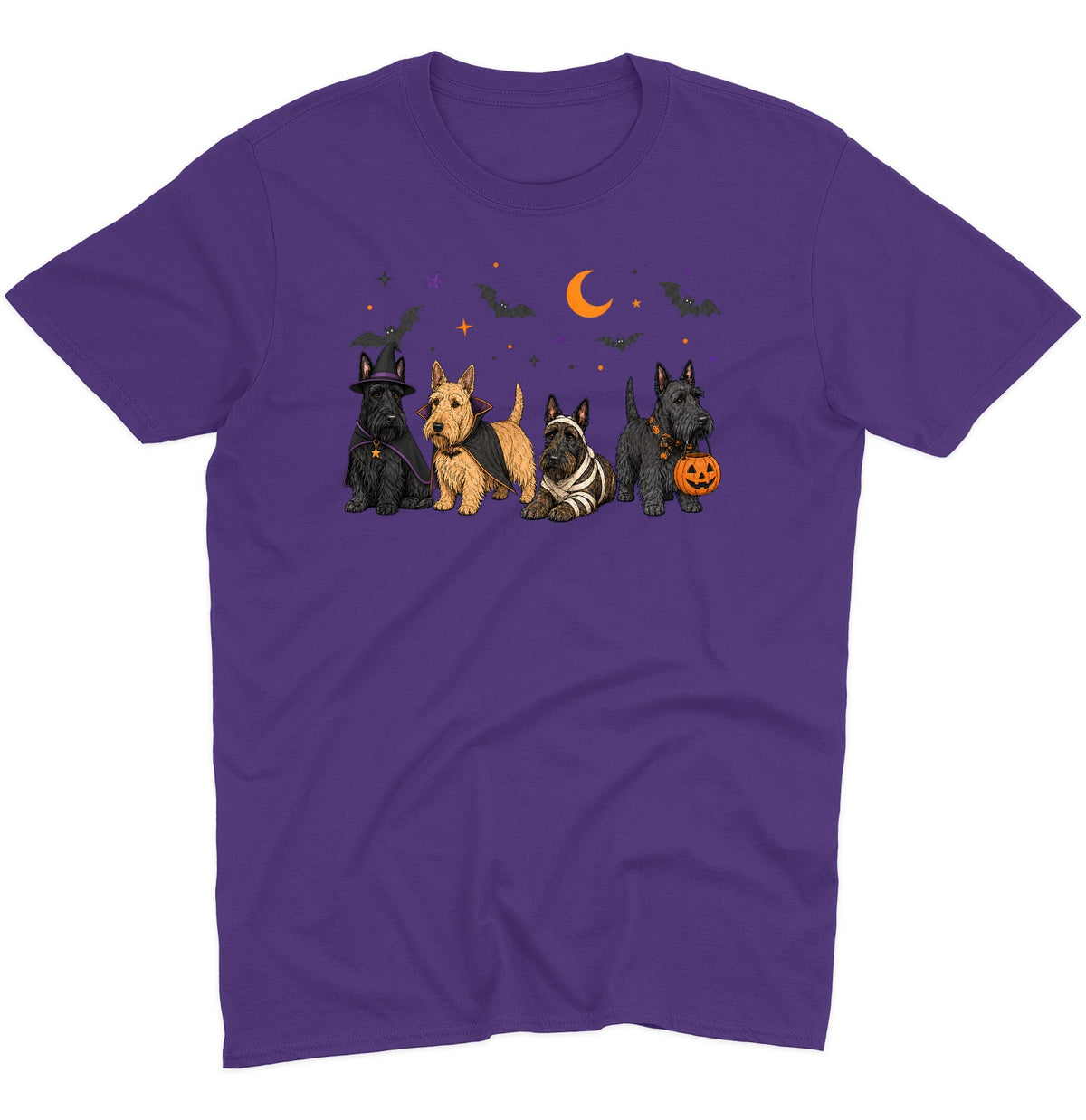 Scottish Terrier Halloween Lineup - Adult Unisex T-Shirt