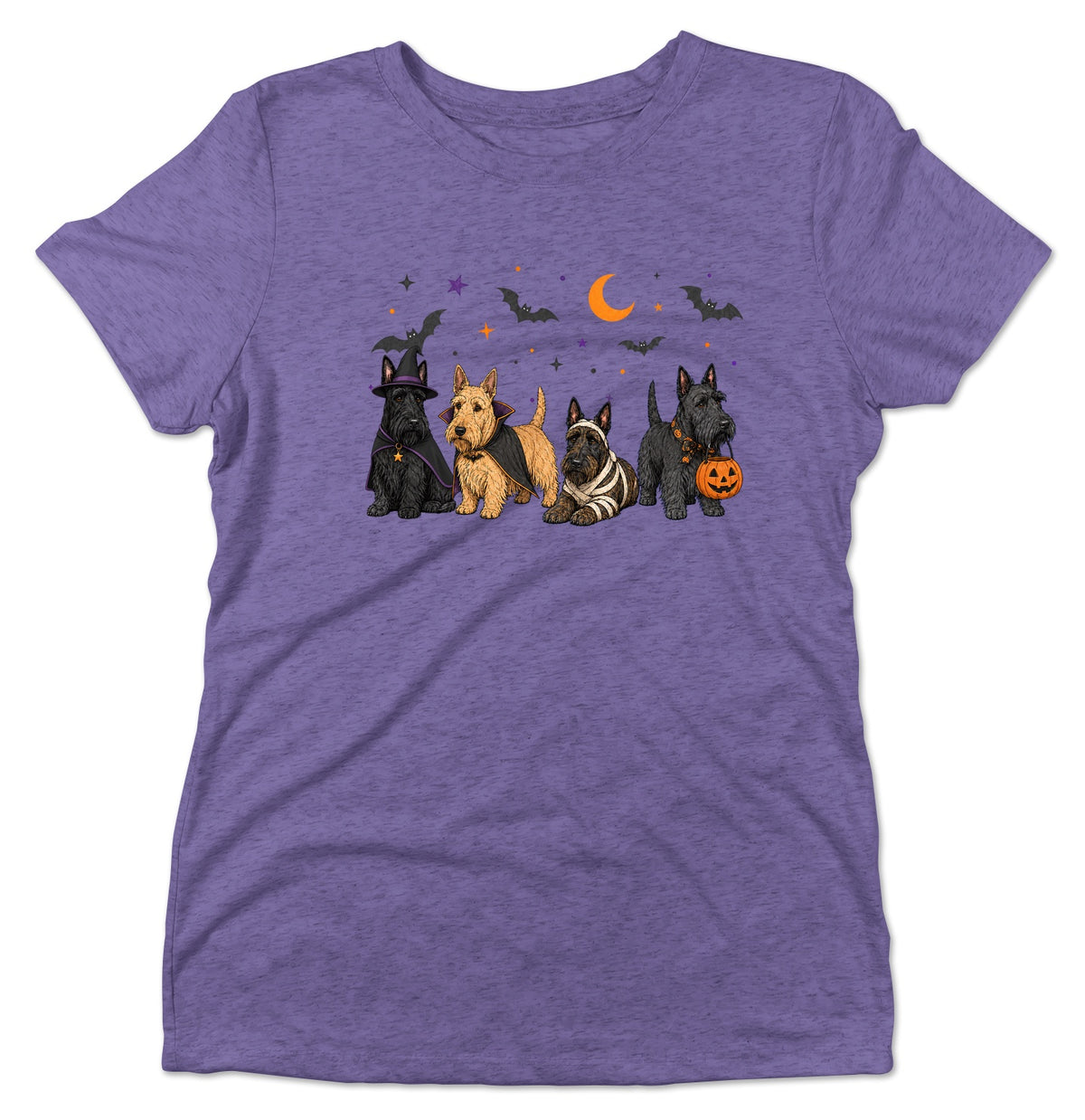 Scottish Terrier Halloween Lineup - Women's Tri-Blend T-Shirt