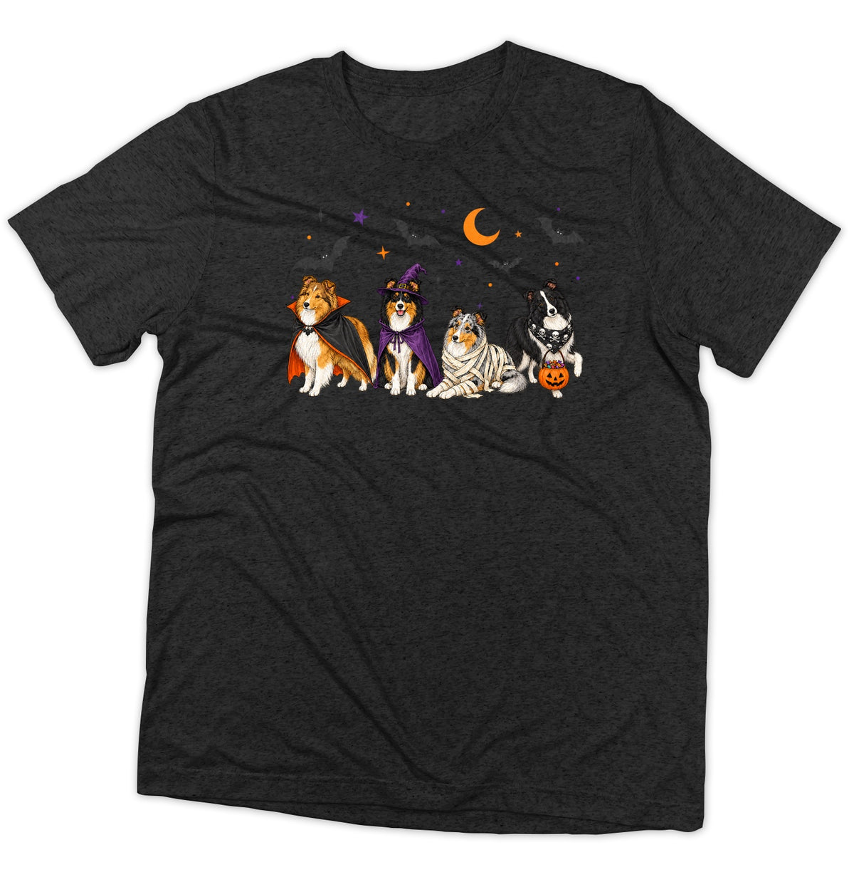 Shetland Sheepdog Halloween Lineup - Adult Tri-Blend T-Shirt