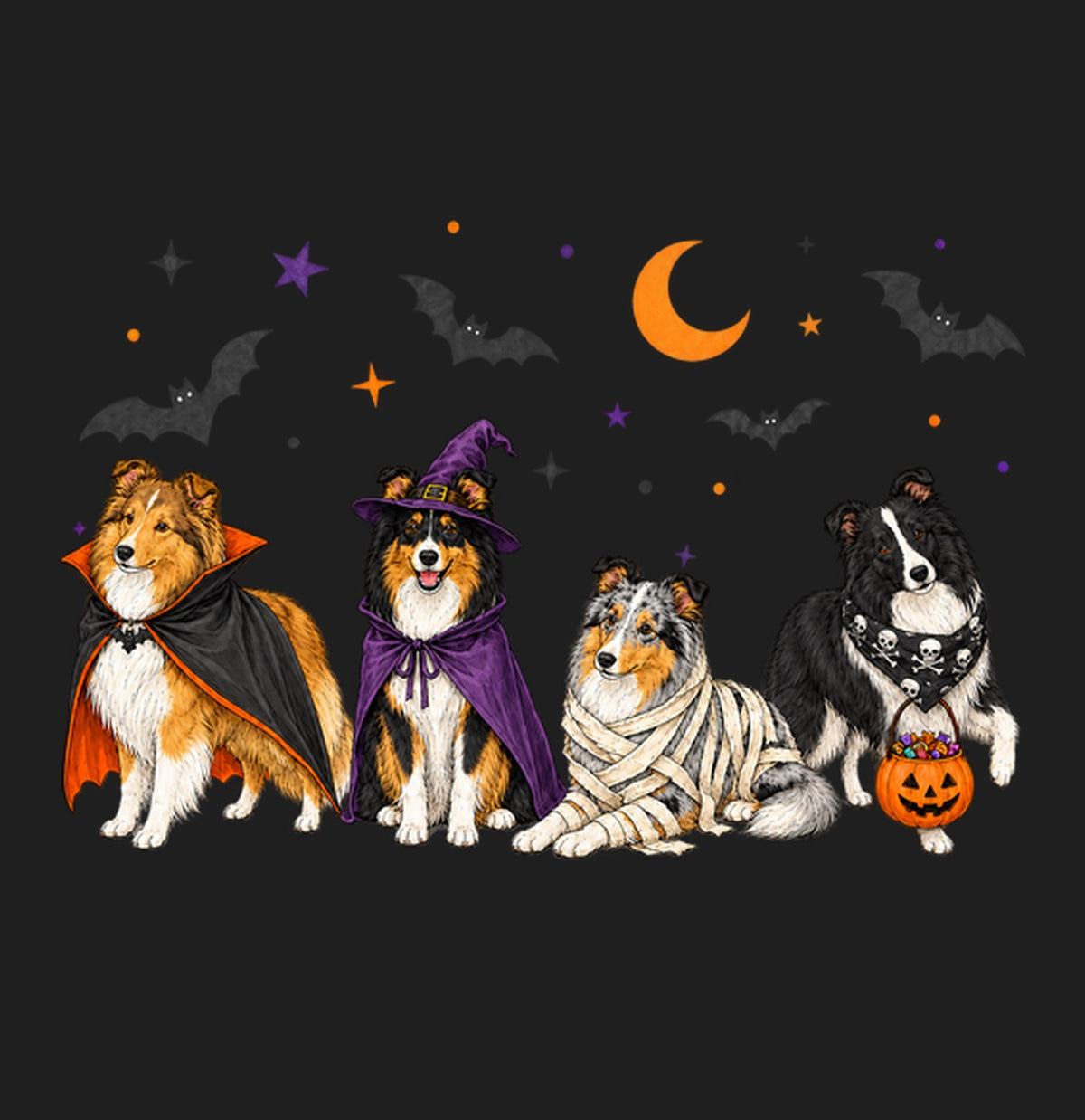 Shetland Sheepdog Halloween Lineup - Adult Tri-Blend T-Shirt