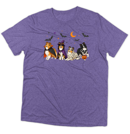 Shetland Sheepdog Halloween Lineup - Adult Tri-Blend T-Shirt
