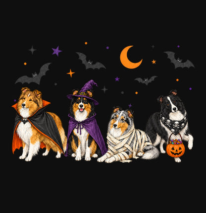 Shetland Sheepdog Halloween Lineup - Adult Unisex Crewneck Sweatshirt