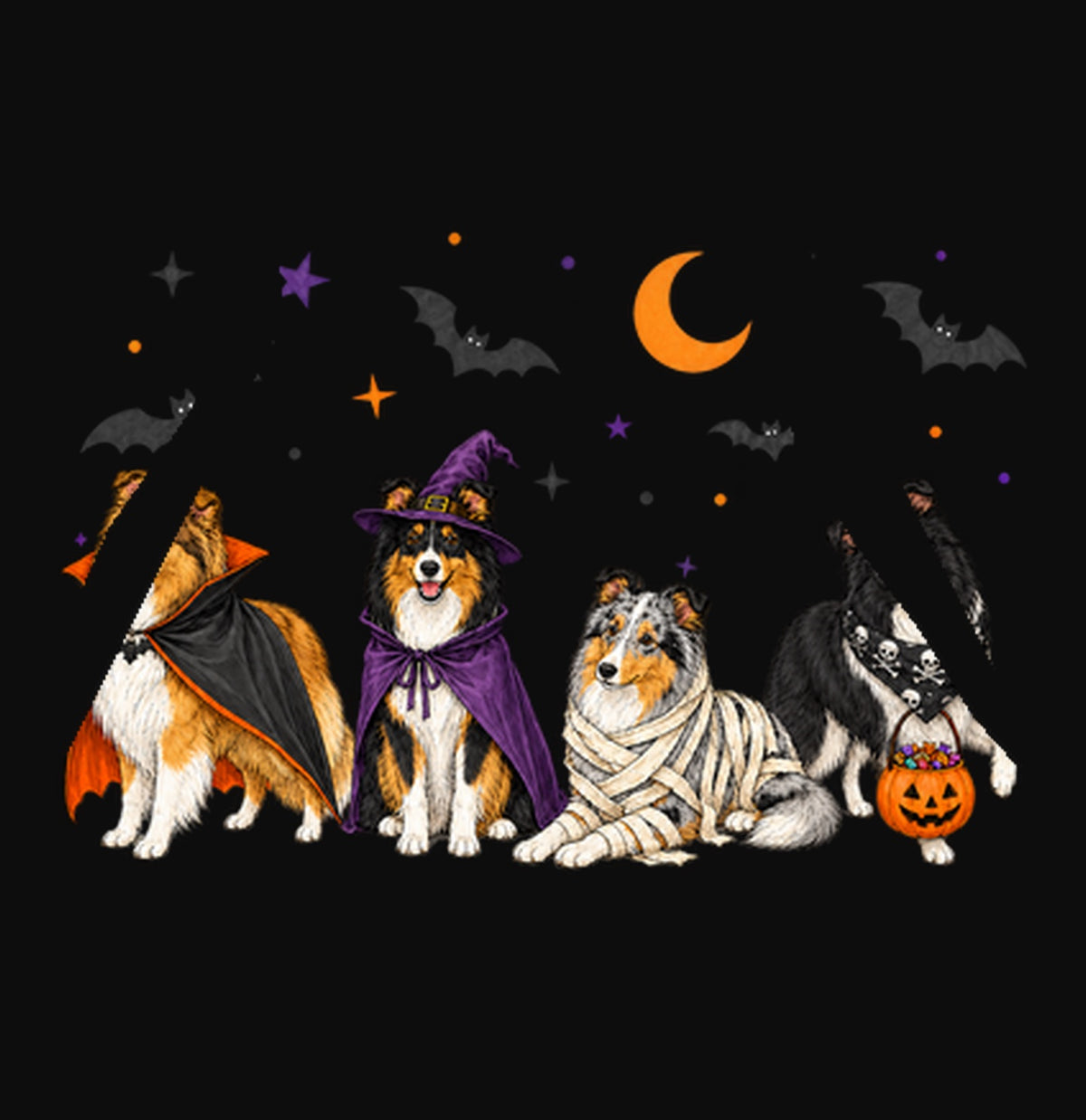 Shetland Sheepdog Halloween Lineup - Adult Unisex Hoodie
