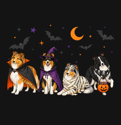 Shetland Sheepdog Halloween Lineup - Kids Unisex T-Shirt