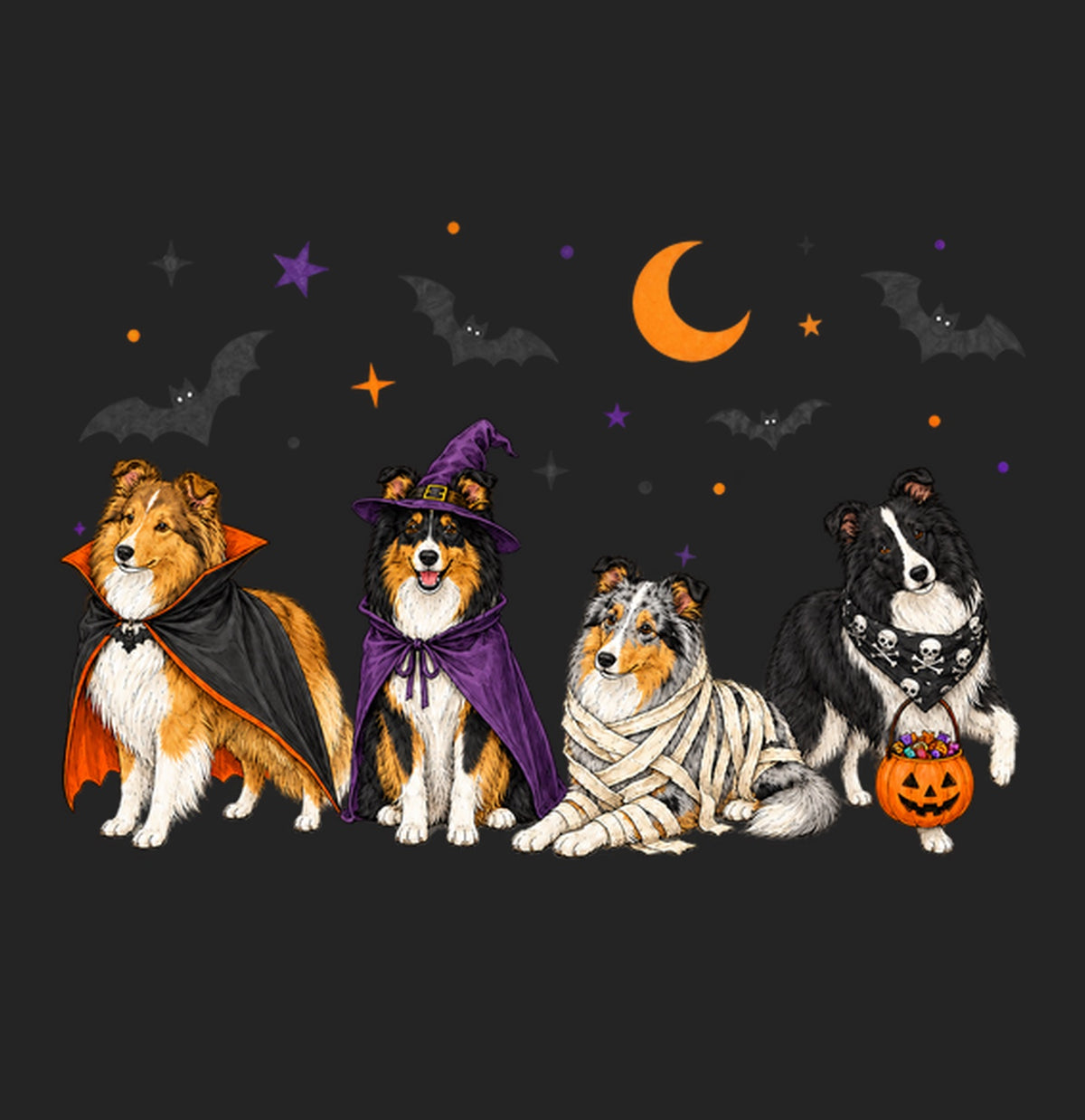 Shetland Sheepdog Halloween Lineup - Women's Tri-Blend T-Shirt
