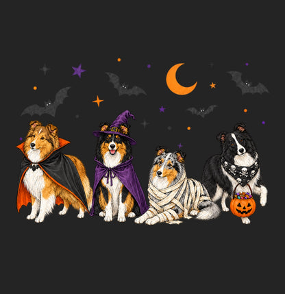 Shetland Sheepdog Halloween Lineup - Women's Tri-Blend T-Shirt