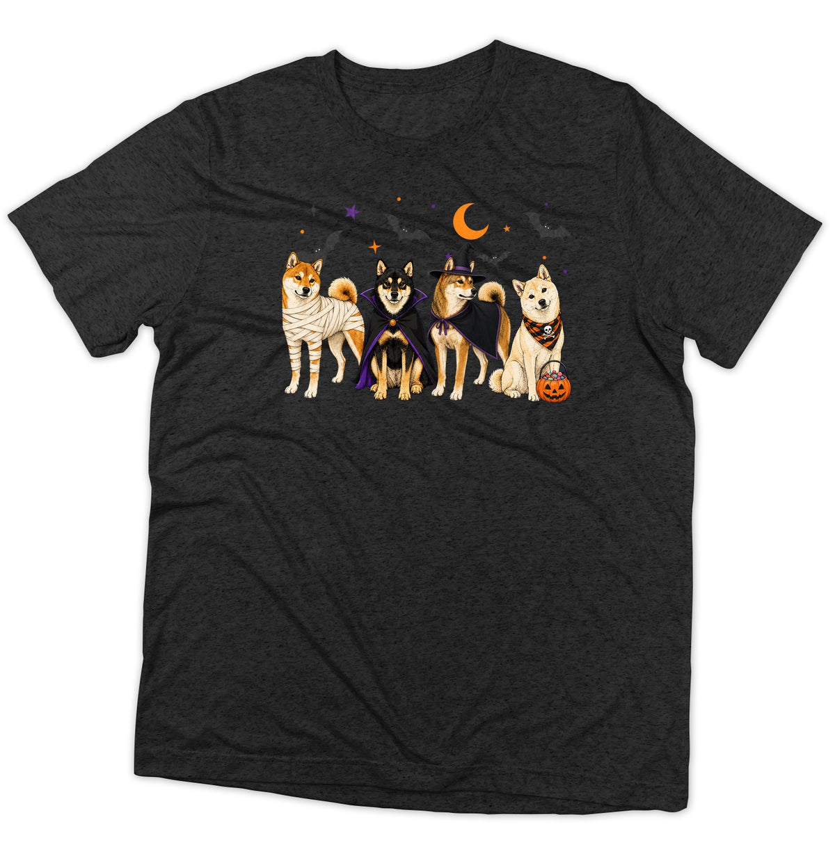 Shiba Inu Halloween Lineup - Adult Tri-Blend T-Shirt
