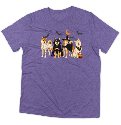 Shiba Inu Halloween Lineup - Adult Tri-Blend T-Shirt