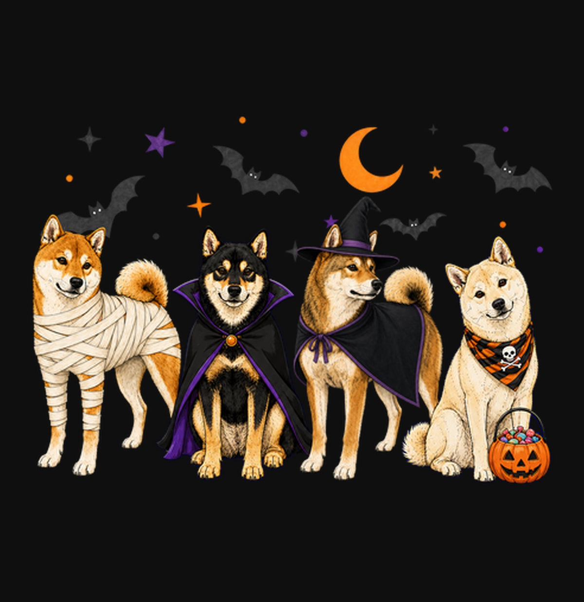 Shiba Inu Halloween Lineup - Adult Unisex Crewneck Sweatshirt