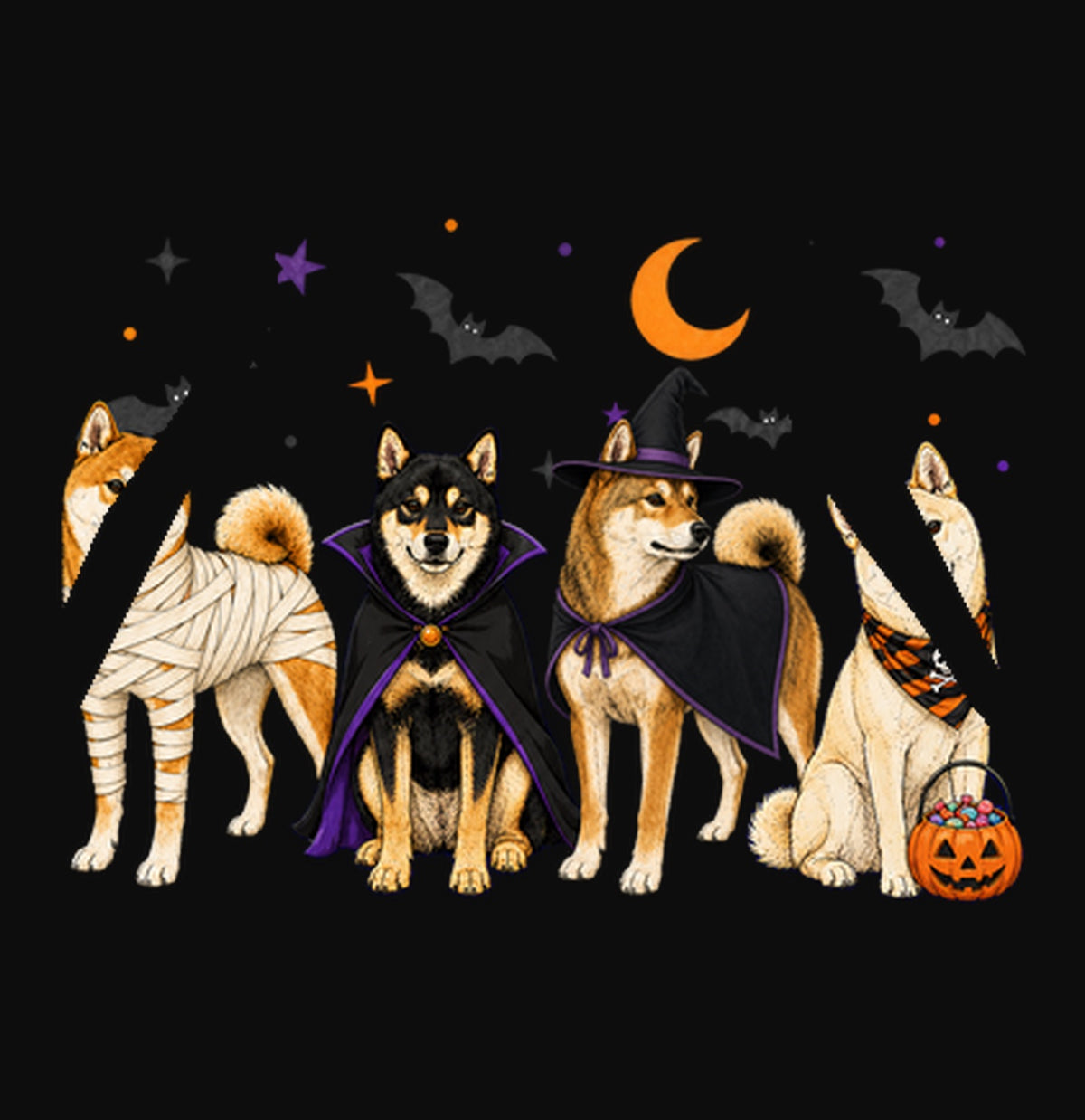 Shiba Inu Halloween Lineup - Adult Unisex Hoodie