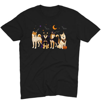 Shiba Inu Halloween Lineup - Adult Unisex T-Shirt