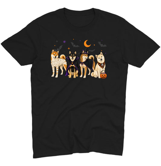 Shiba Inu Halloween Lineup - Adult Unisex T-Shirt
