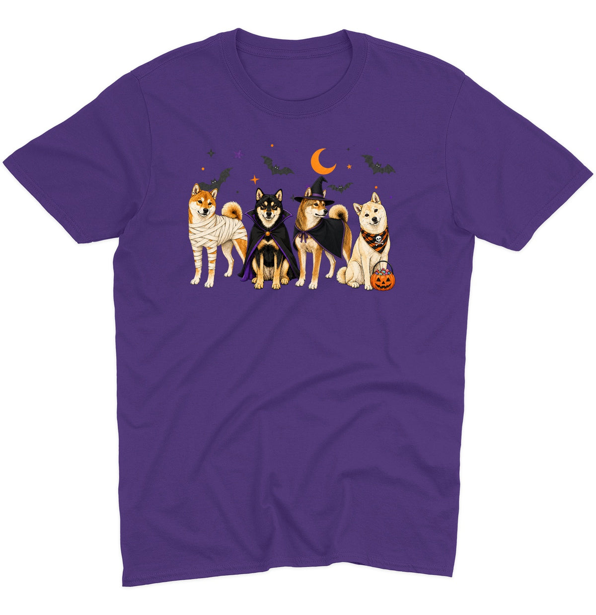 Shiba Inu Halloween Lineup - Adult Unisex T-Shirt