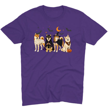 Shiba Inu Halloween Lineup - Adult Unisex T-Shirt
