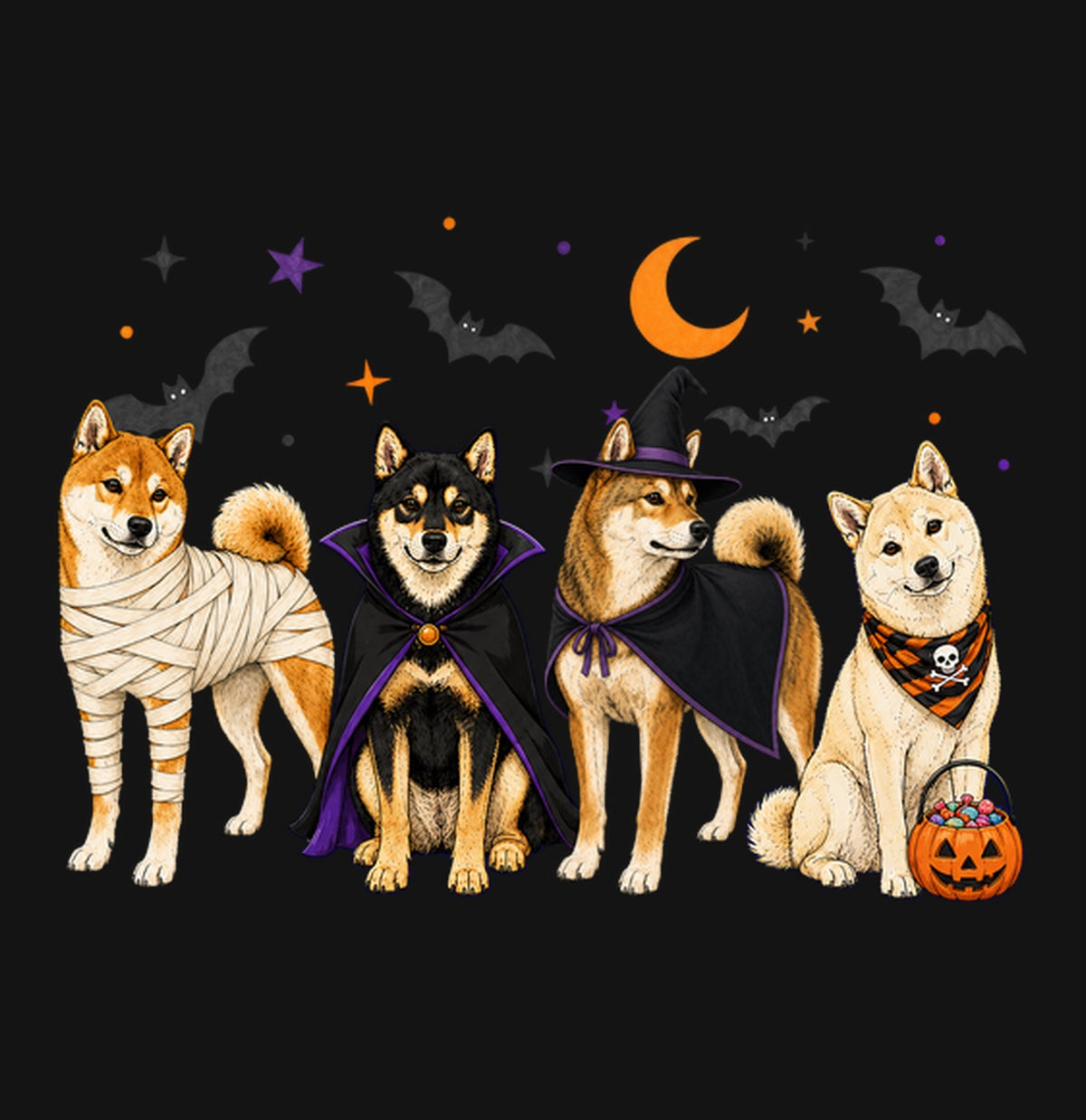 Shiba Inu Halloween Lineup - Kids Unisex T-Shirt
