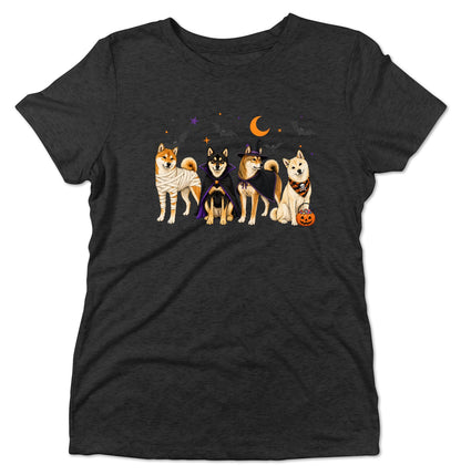 Shiba Inu Halloween Lineup - Women's Tri-Blend T-Shirt