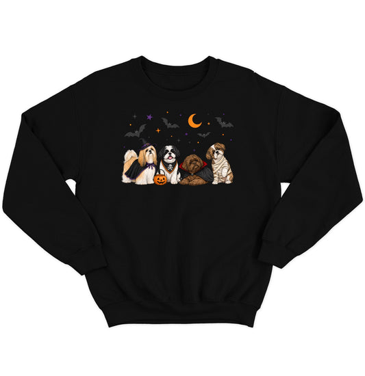Shih Tzu Halloween Lineup - Adult Unisex Crewneck Sweatshirt