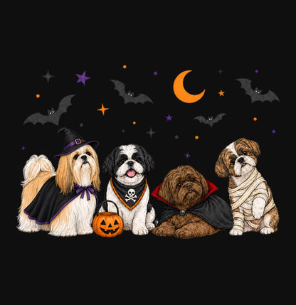 Shih Tzu Halloween Lineup - Adult Unisex Crewneck Sweatshirt