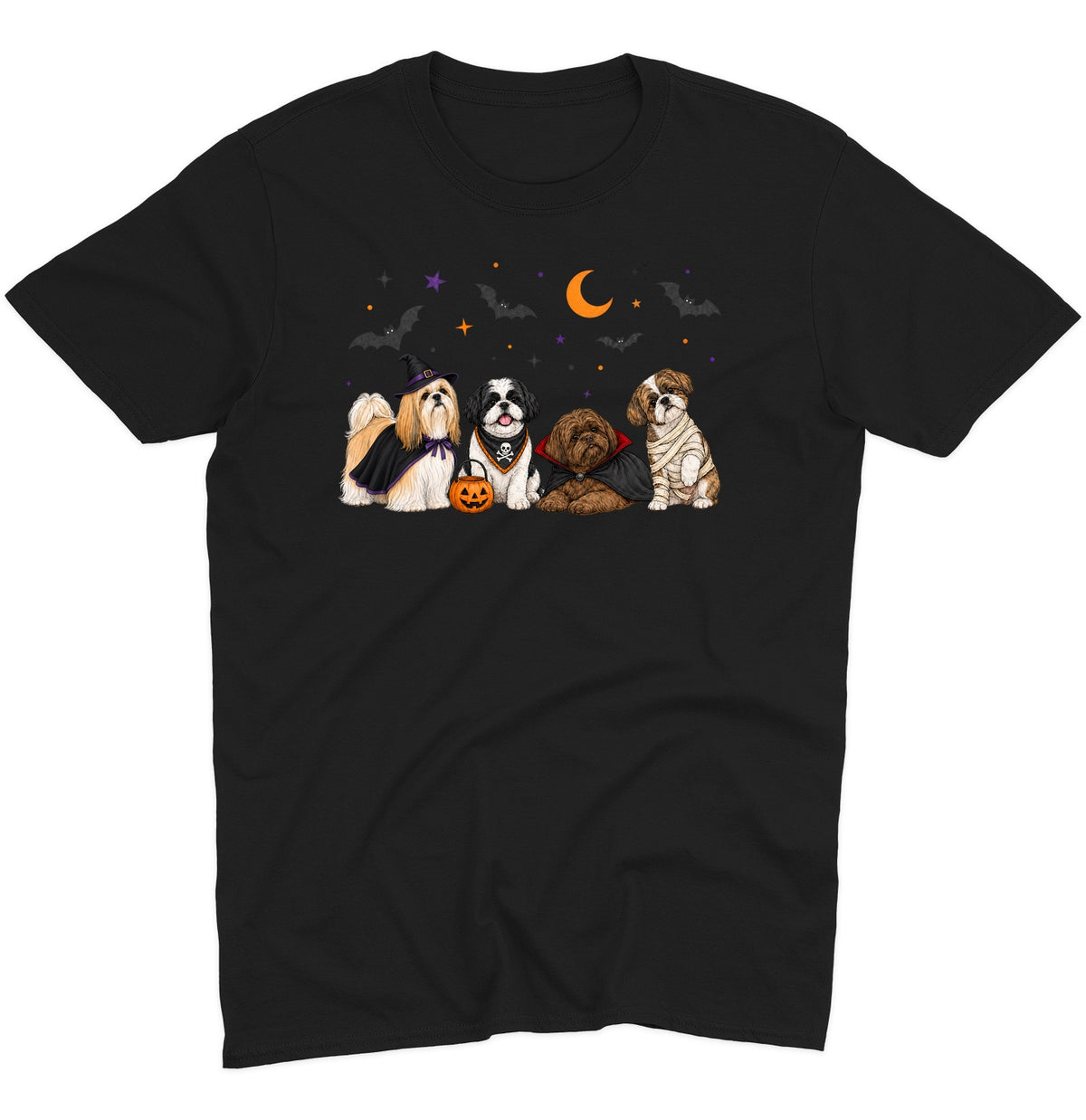 Shih Tzu Halloween Lineup - Adult Unisex T-Shirt