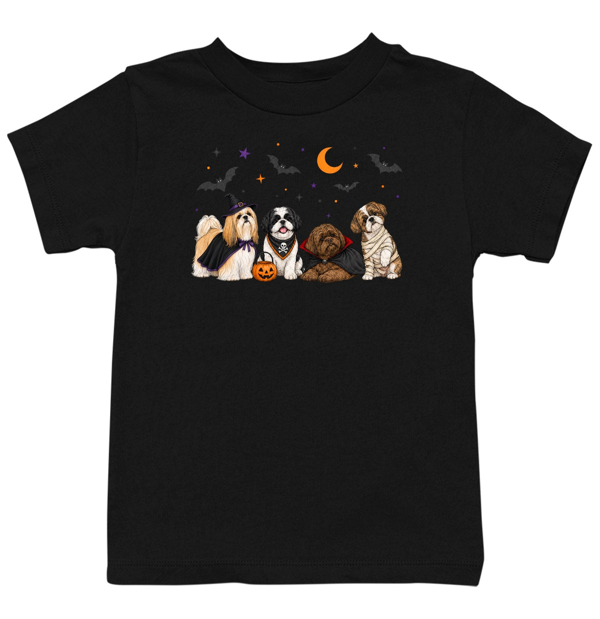 Shih Tzu Halloween Lineup - Kids Unisex T-Shirt